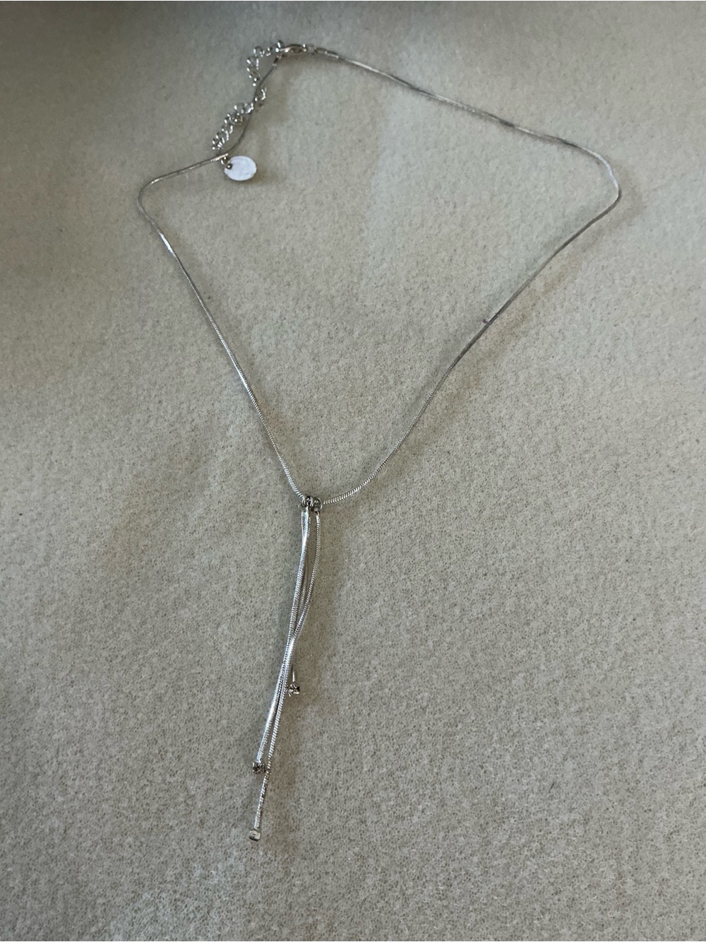Silver Tassel Drop Necklace - 24”